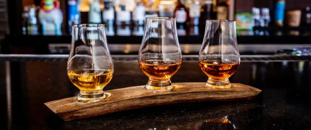 social oak eagle idaho whiskey flight on oak stave - vraft cocktails, meny highlights, hours and reservations